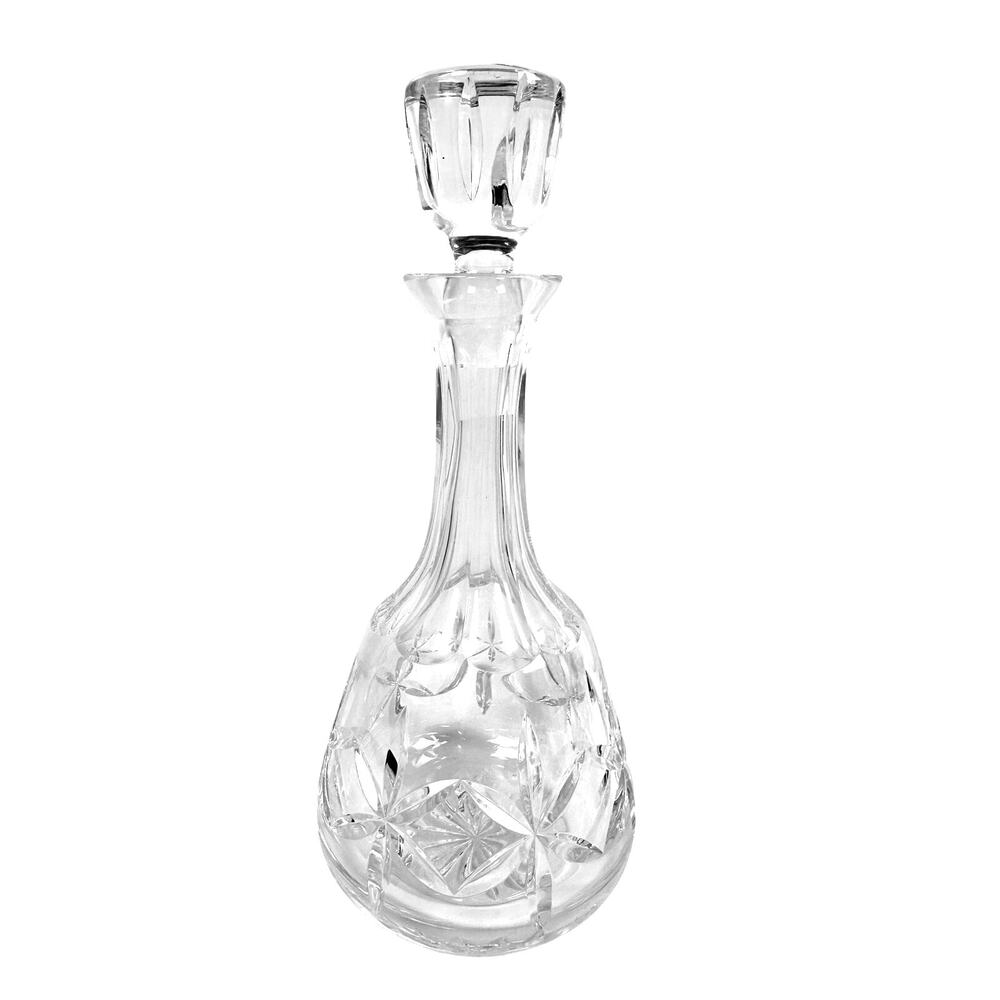 Heavy Clear Lead Crystal Decanter Ground Glass Stopper-Excellent!